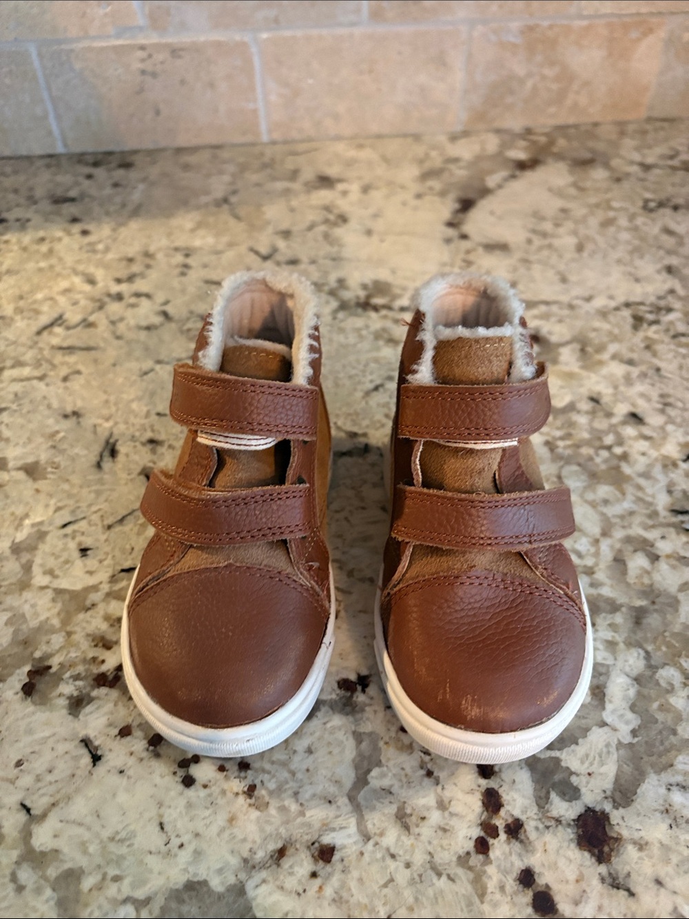 UGG Kids Brown Faux-Fur Lined High-Top Sneakers